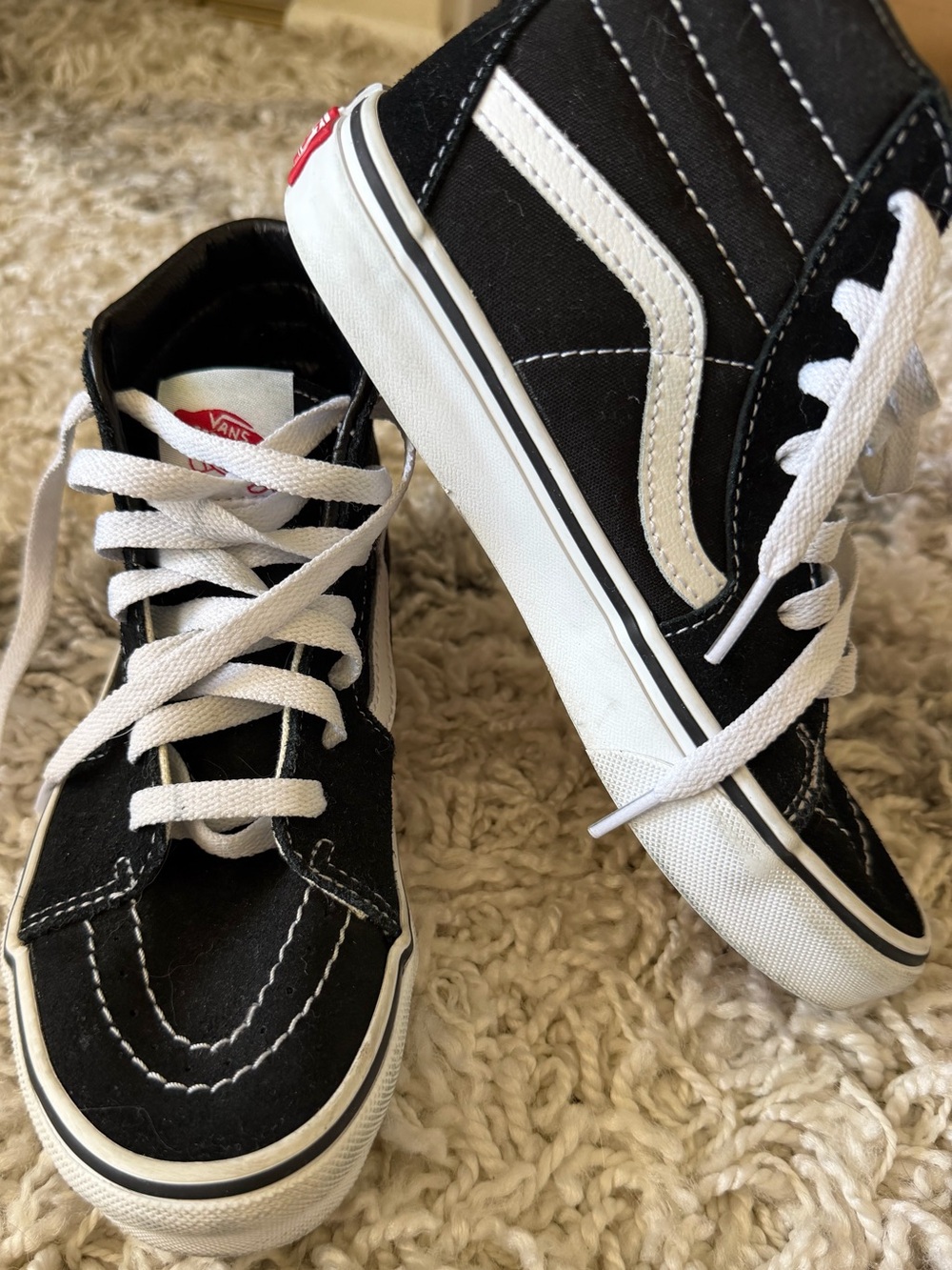 Vans Kids Black and White High-Top Skate Sneakers
